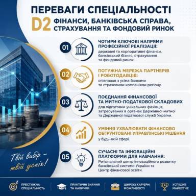 Переваги спеціальності D2 Фінанси, банківська справа, страхування та фондовий ринок