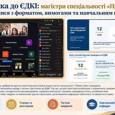 🎓 ПІДГОТОВКА ДО ЄДКІ: МАГІСТРИ СПЕЦІАЛЬНОСТІ «ПРАВО» ОЗНАЙОМИЛИСЯ З ФОРМАТОМ, ВИМОГАМИ ТА НАВЧАЛЬНИМ КУРСОМ